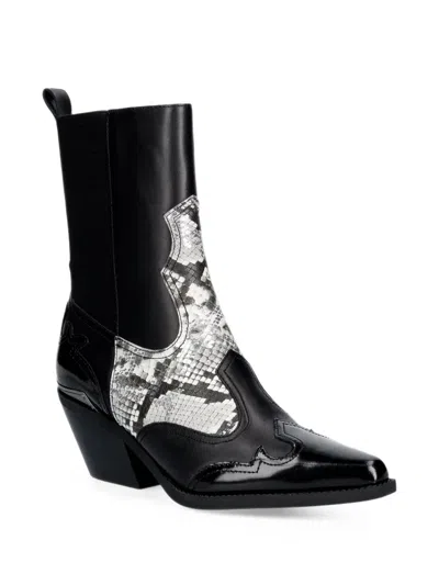 Liu •jo Python-print Cowboy Boots In Black