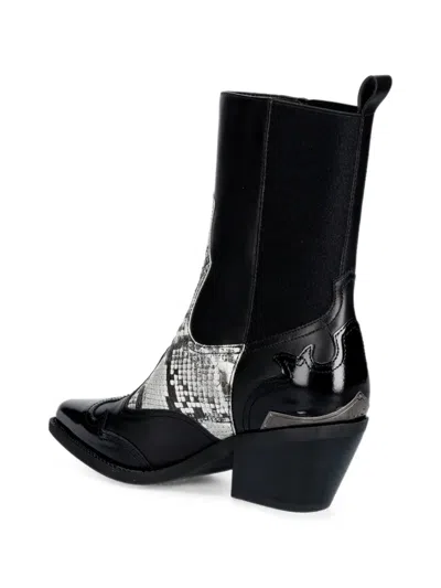 Liu •jo Python-print Cowboy Boots In Black