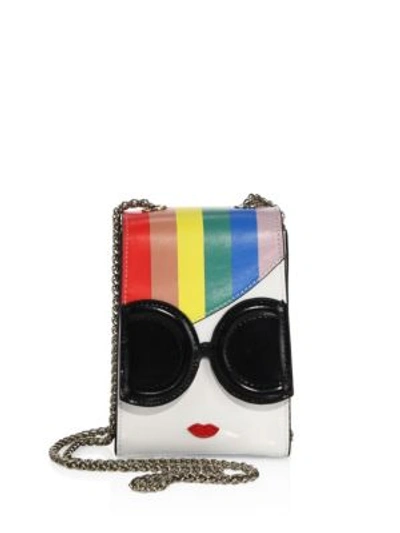 Alice And Olivia Rainbow-print Stace Face Phone Chain Crossbody Bag In Multicolor