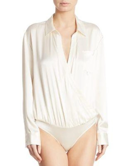 Shop Alexander Wang T Silk Shirt Bodysuit In Ivory