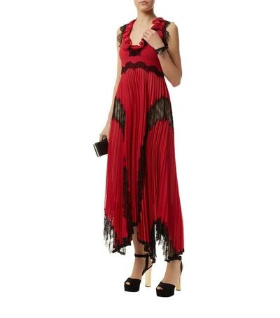 Shop Gucci Lace Insert Pleated Lurex Gown