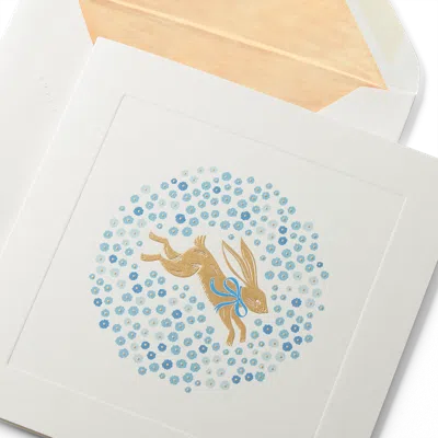 Smythson Spring Bunny Easter Egg Card In White
