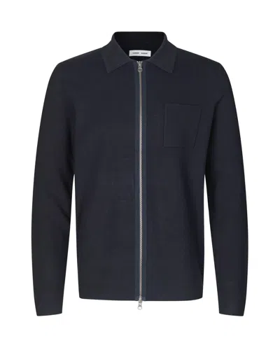 Samsoe & Samsoe Samsoe Samsoe Zip-front Knit Cardigan With Chest Pocket In Black