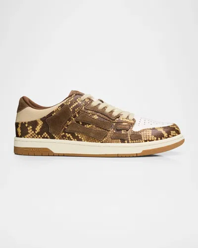Amiri Python-printed Leather Low-top Sneakers In Brown