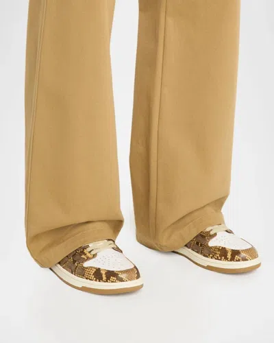Amiri Python-printed Leather Low-top Sneakers In Brown