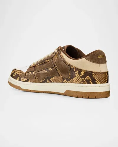 Amiri Python-printed Leather Low-top Sneakers In Brown