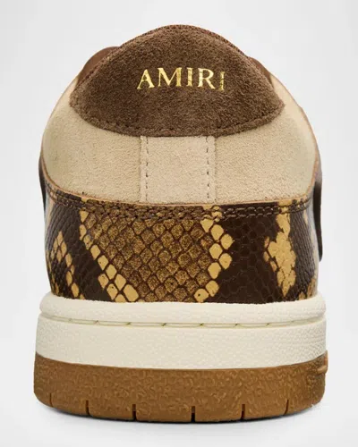 Amiri Python-printed Leather Low-top Sneakers In Brown