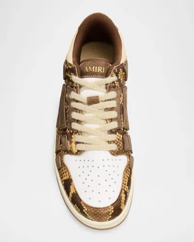 Amiri Python-printed Leather Low-top Sneakers In Brown