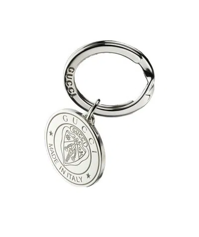 Gucci Crest Keyring In Silver