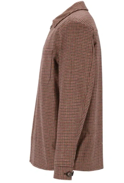 Eleventy Houndstooth-pattern Shirt Jacket In Brown