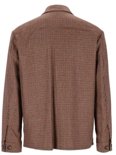 Eleventy Houndstooth-pattern Shirt Jacket In Brown