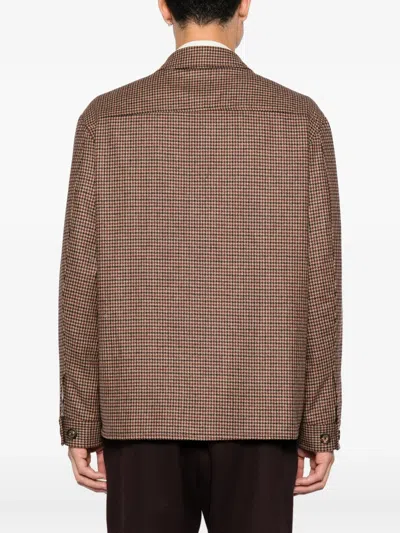 Eleventy Houndstooth-pattern Shirt Jacket In Brown