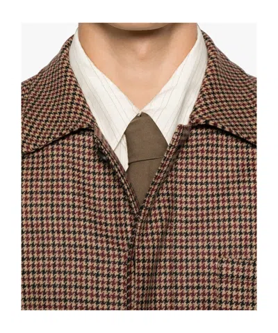 Eleventy Houndstooth-pattern Shirt Jacket In Brown