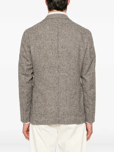 Eleventy Houndstooth-pattern Single-breasted Blazer In Brown
