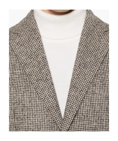 Eleventy Houndstooth-pattern Single-breasted Blazer In Brown