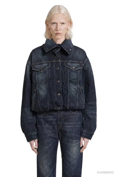 Acne Studios Cropped Denim Jacket In Blue
