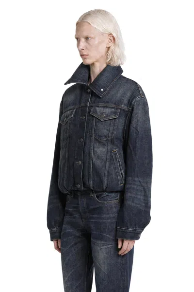 Acne Studios Cropped Denim Jacket In Blue