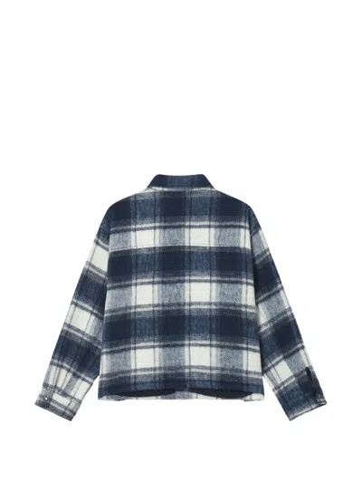 Chocoolate Check-pattern Flap-pocket Shirt Jacket In Blue