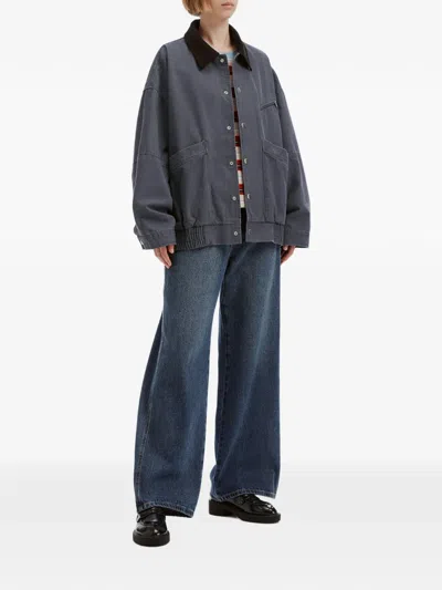 B+ab Contrast-collar Press-stud Jacket In Blue