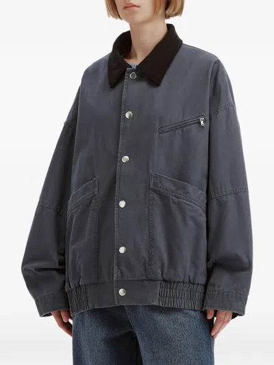 B+ab Contrast-collar Press-stud Jacket In Blue