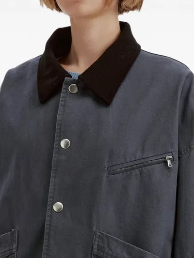 B+ab Contrast-collar Press-stud Jacket In Blue