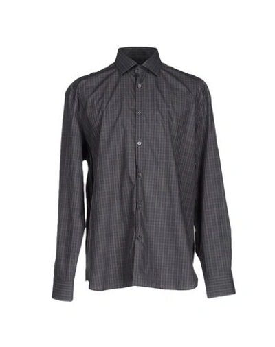 John Varvatos Checked Shirt In Steel Grey