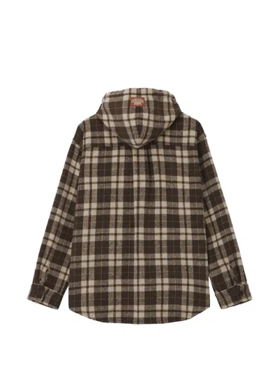 Chocoolate Check-pattern Hooded Jacket In Brown