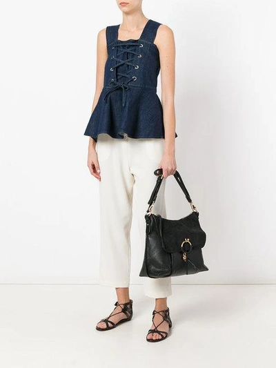 Shop See By Chloé Lace-up Front Blouse - Blue
