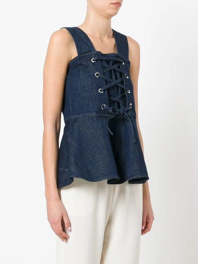 Shop See By Chloé Lace-up Front Blouse - Blue