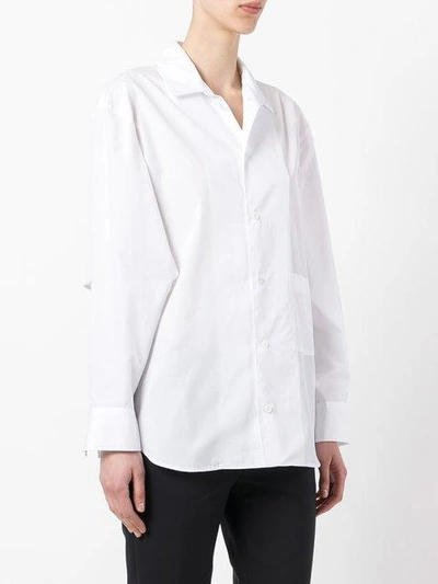 Shop Yohji Yamamoto Pocket Detail Slim-fit Shirt In White