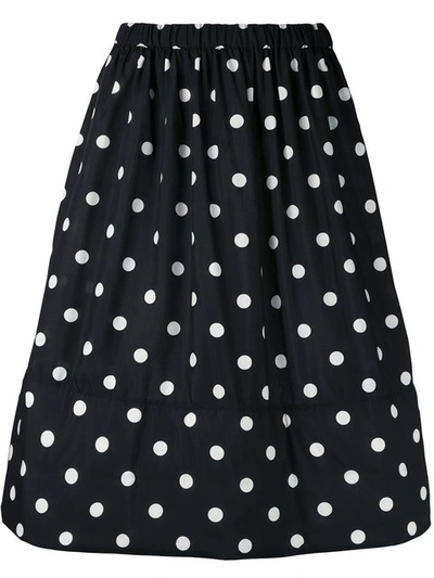 Comme Des Garçons Polka Dot Plain-weave Full Midi-skirt In Black