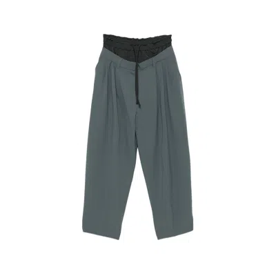 System Pleated Drawstring Trousers In Gray
