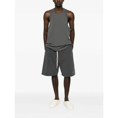 Essentials Logo-print Drawstring Shorts In Gray