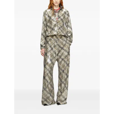 Diesel Sequined Checked Nylon Jacket In Multi