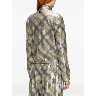 Diesel Sequined Checked Nylon Jacket In Multi