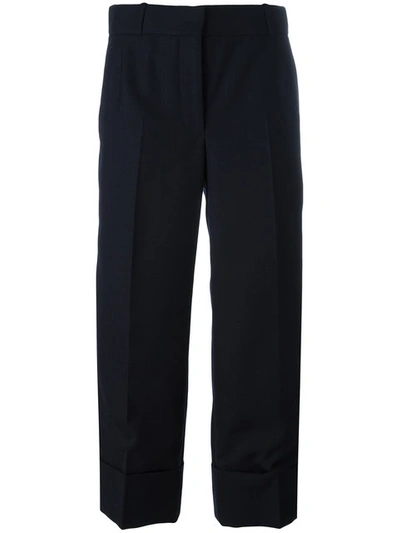 Thom Browne Wide Leg Cropped Trousers In Black