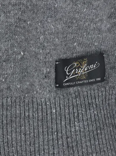 Grifoni Wool Half-zip Pullover Sweater In Gray