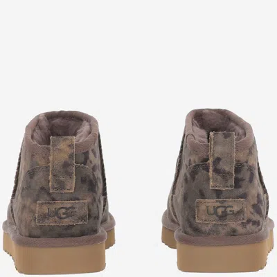 Ugg Classic Ultra Mini Leopard-print Ankle Boots In Brown