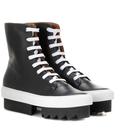 Shop Givenchy Platform Leather Ankle Boots In Llack