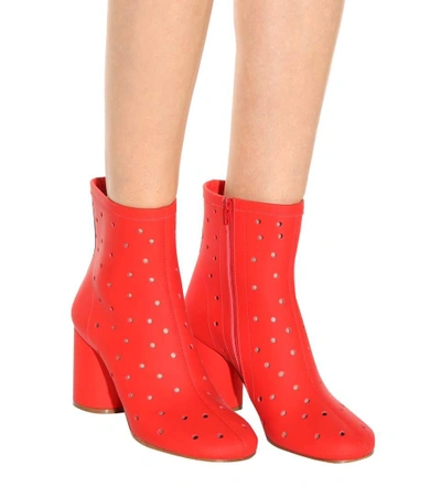 Shop Maison Margiela Perforated Leather Ankle Boots
