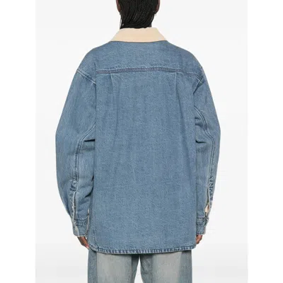 System Corduroy-collar Chest-pocket Denim Jacket In Blue