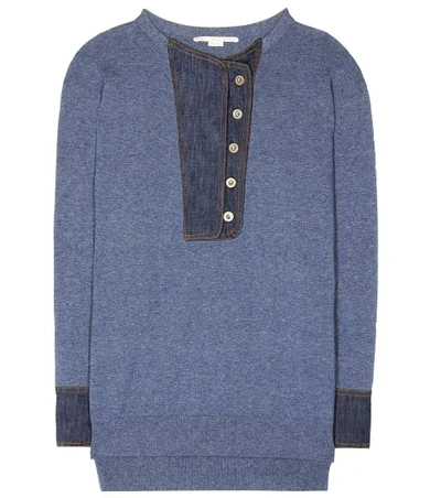 Stella Mccartney Denim-trimmed Sweater In Blue