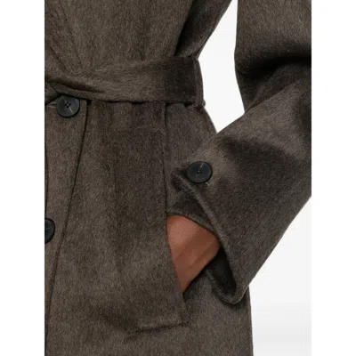 The Dynamis Studio Double-breasted Belted Coat In Brown