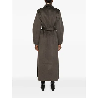 The Dynamis Studio Double-breasted Belted Coat In Brown