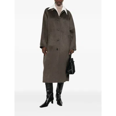 The Dynamis Studio Single-breasted Wool-blend Coat In Brown