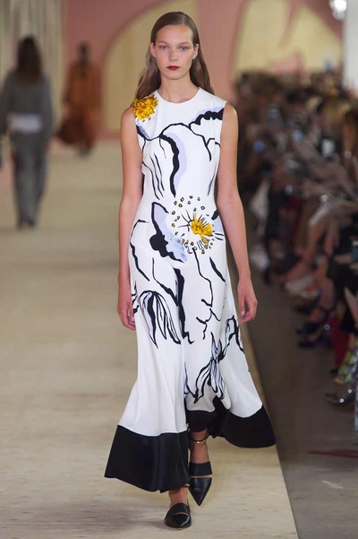 Shop Roksanda Camillo Printed Silk Dress In Oraege Flower Priet