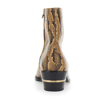 Amiri Beige Python Embossed Ryder Boots In Animal Print