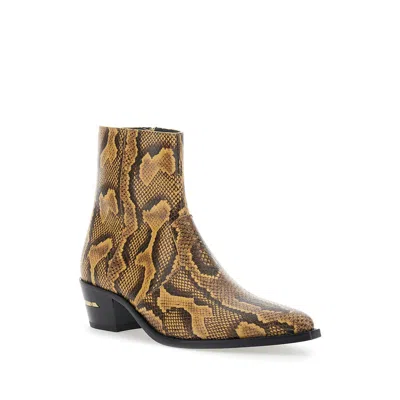 Amiri Beige Python Embossed Ryder Boots In Animal Print