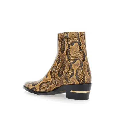 Amiri Beige Python Embossed Ryder Boots In Animal Print