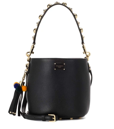 Dolce & Gabbana Leather Bucket Bag In Llack